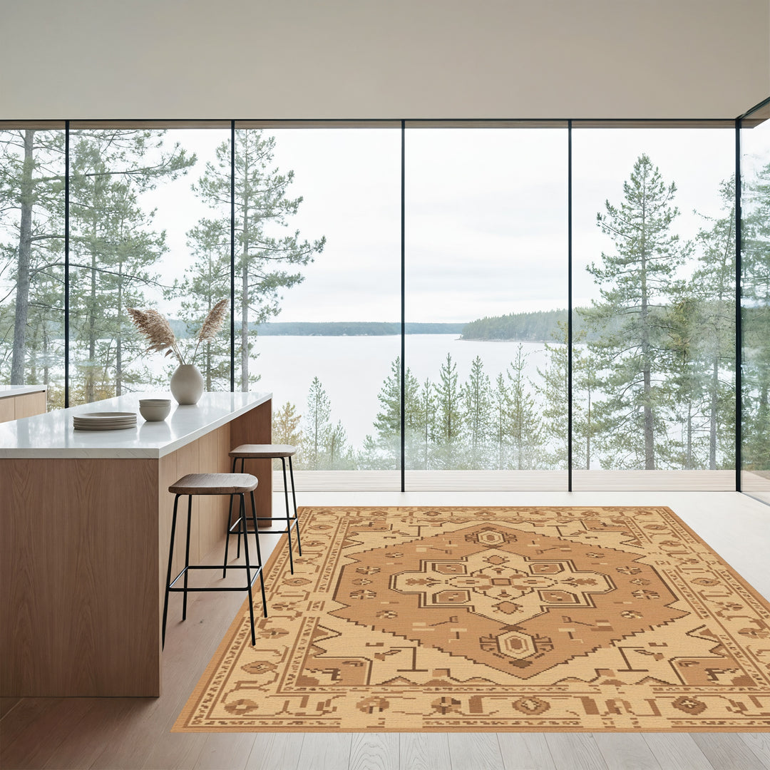 Earthy Tones Geometric Medallion Rug