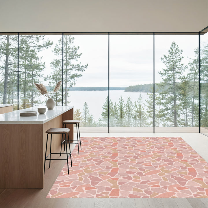 Terracotta Pink Mosaic Stone Rug
