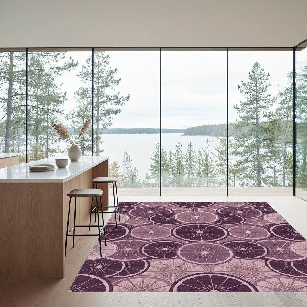Mauve Citrus Slice Collage Rug