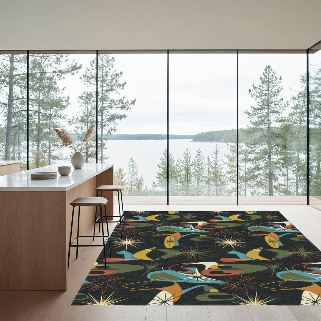 Mid Century Modern Starburst Boomerang Rug