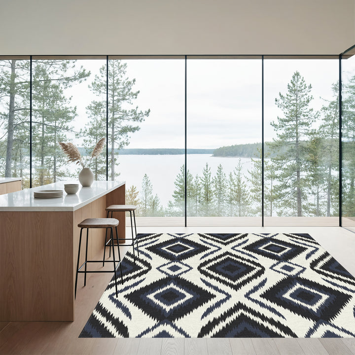 Midnight Diamond Ikat Shag Rug