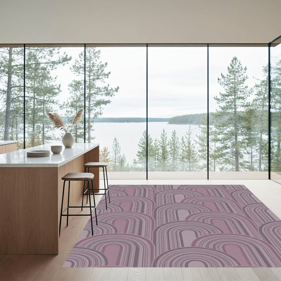 Plum Abstract Rainbow Arch Repeat Rug