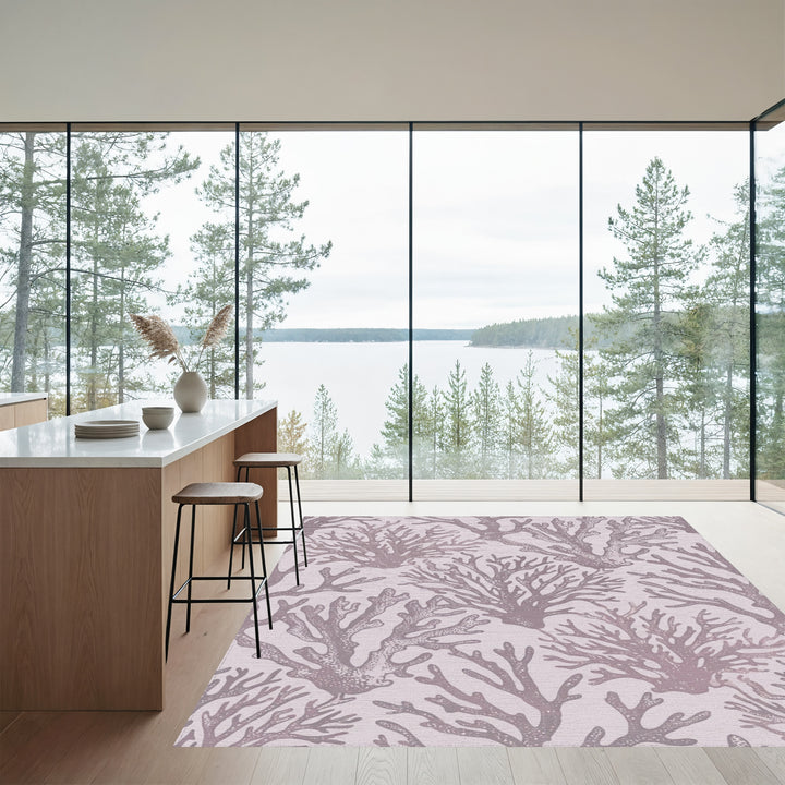 Lilac Coral Botanical Texture Rug