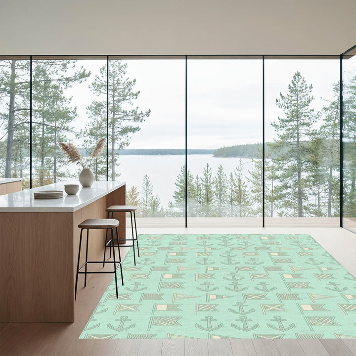 Nautical Flags Anchors Repeating Pattern Rug