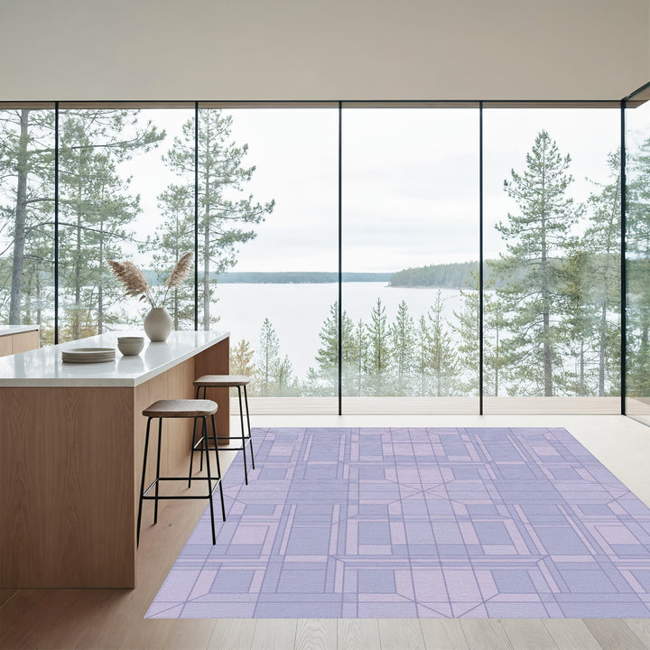 Pale Lavender Geometric Architectural Rug