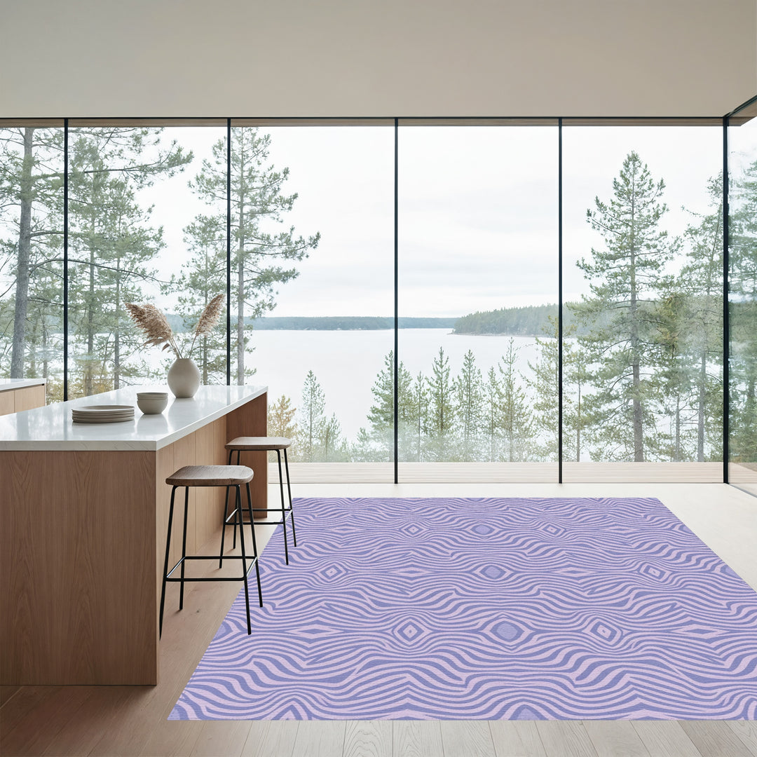 Lilac Wavy Organic Symmetrical Flow Rug