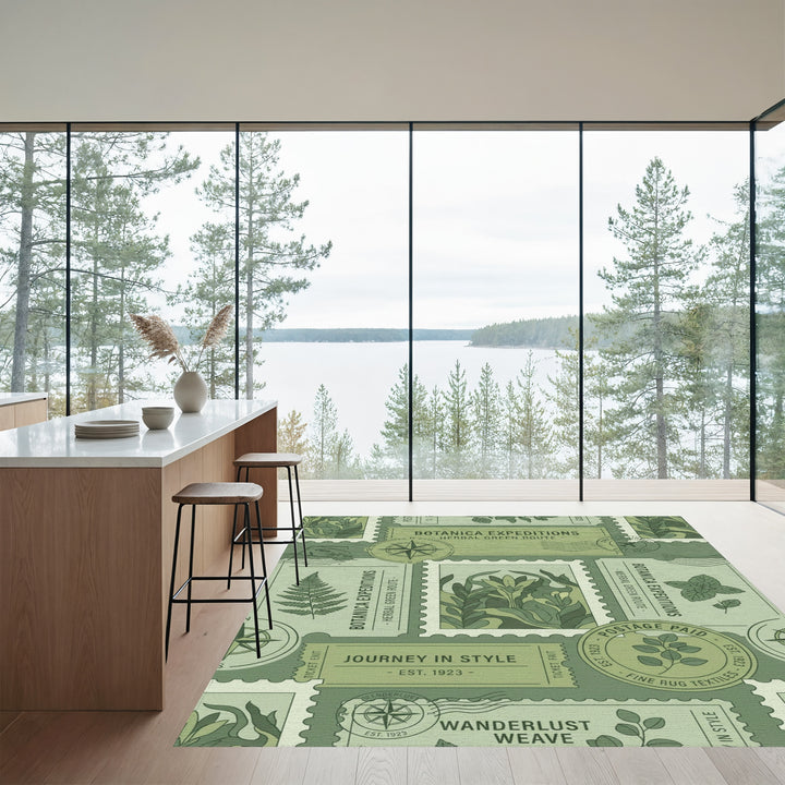 Botanica Expeditions Green Botanical Postage Rug