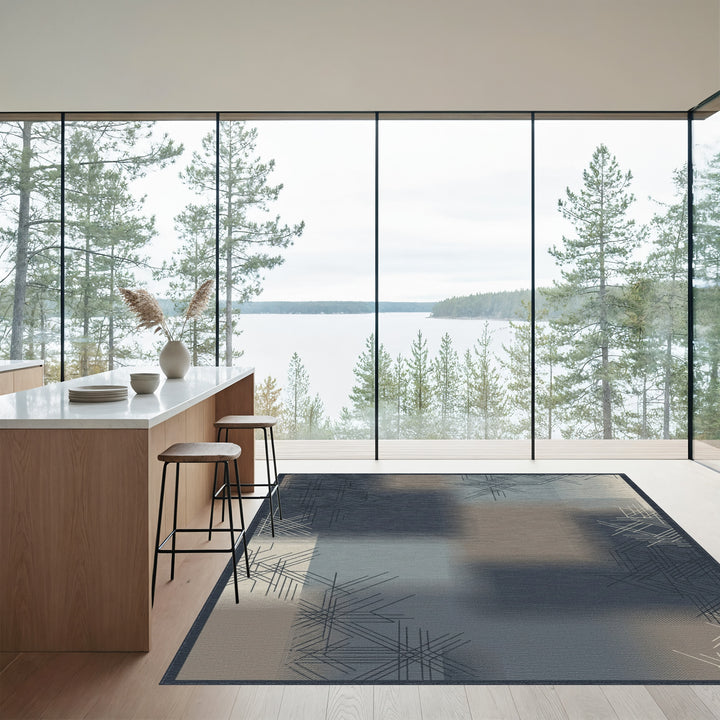 Abstract Geometric Slate Blue Rug