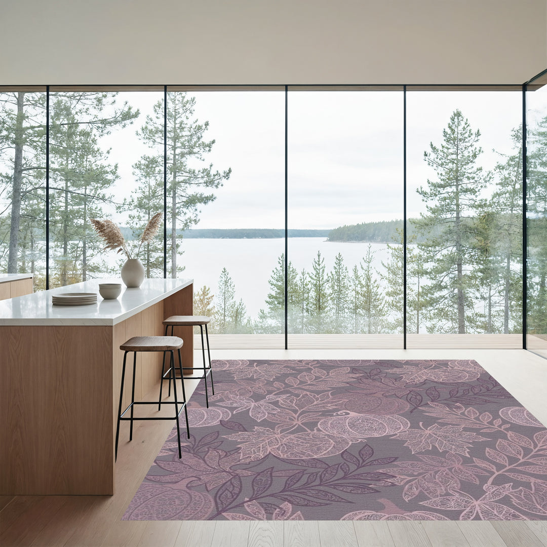 Lavender Pumpkin Leaf Lace Medallion Rug