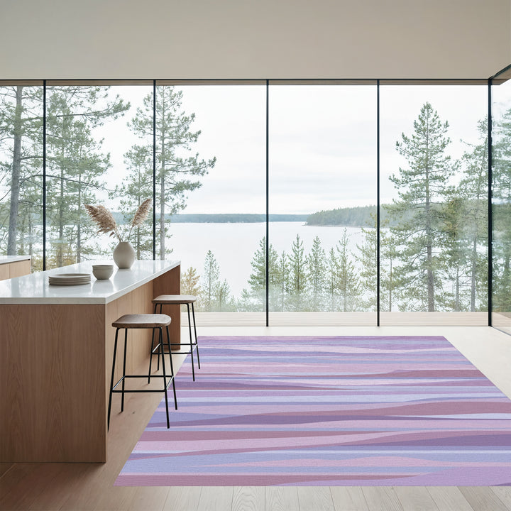 Lavender Hues Wavy Stripe Art Rug