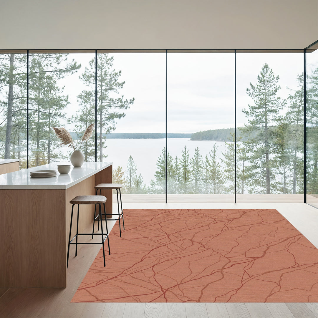 Terracotta Veined Abstract Organic Rug