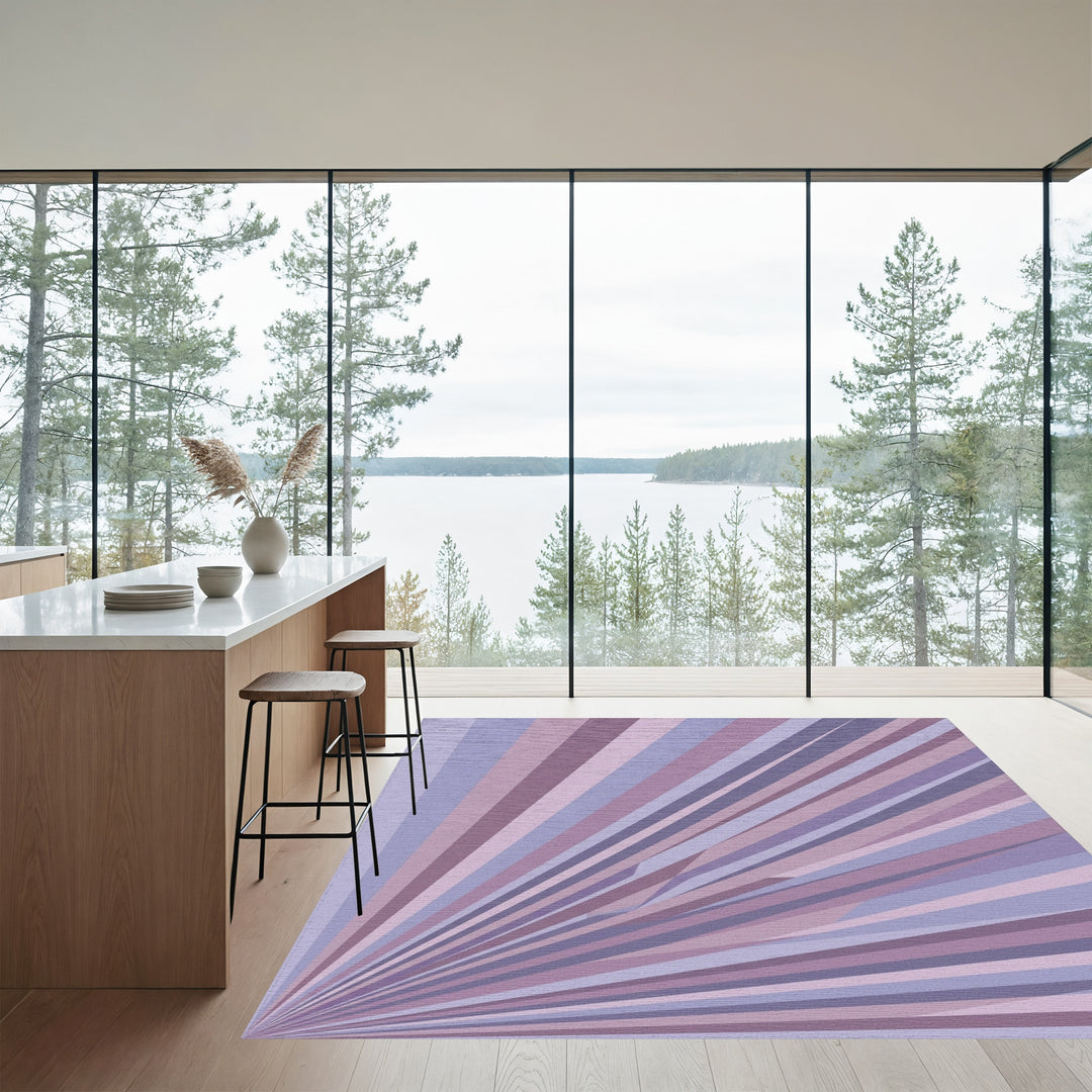 Plum Lavender Geometric Ray Rug