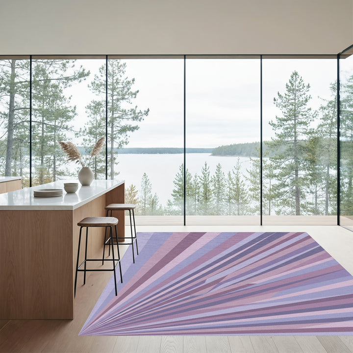 Plum Lavender Geometric Ray Rug