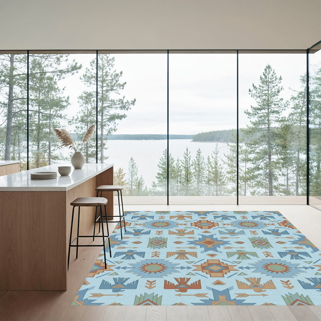 Southwestern Bird Sun Arrow Medallion Rug
