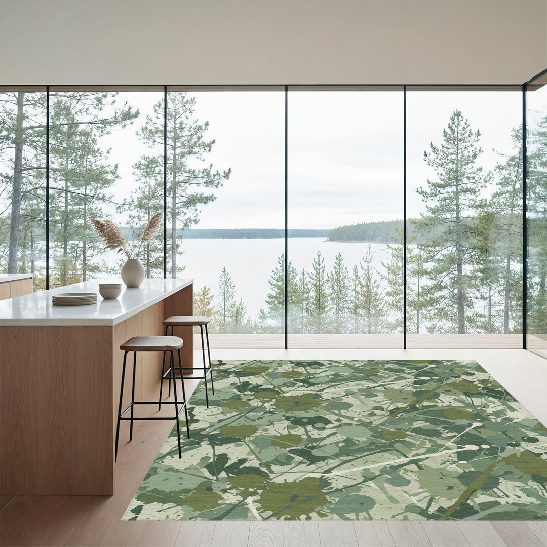 Camouflage Splatter Abstract Brushstrokes Rug