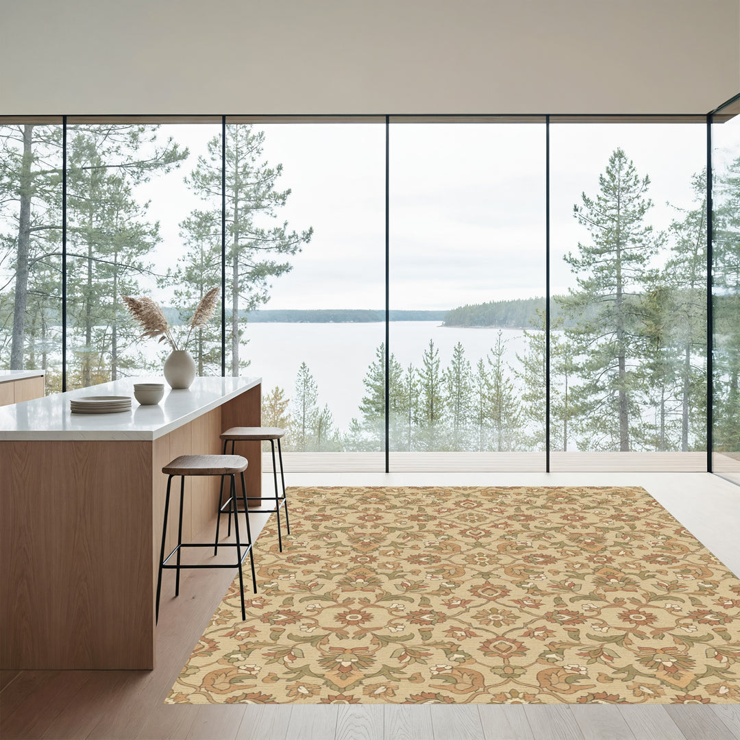 Terracotta Floral Medallion Arrangement Rug