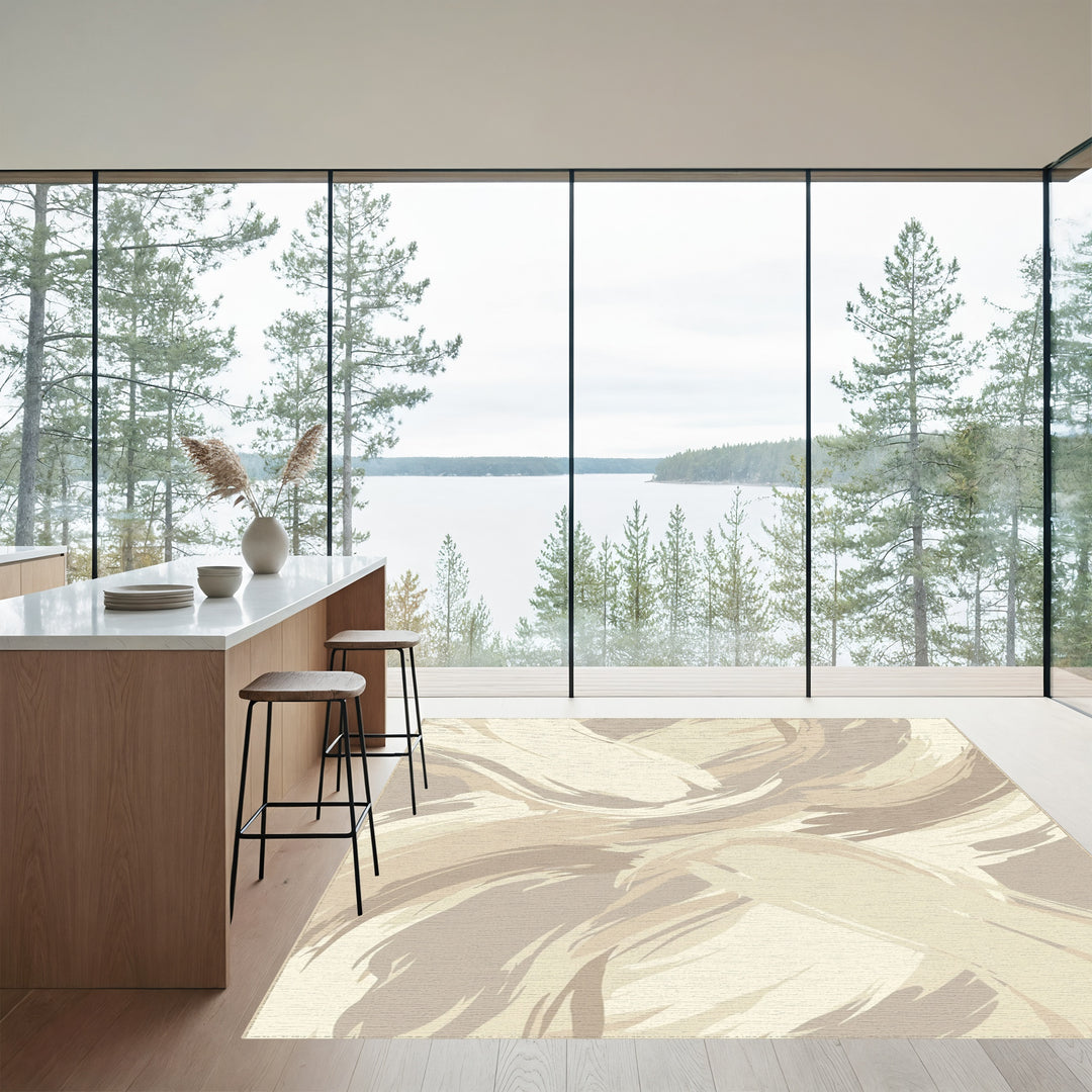 Earthy Brushstroke Abstract Waves Rug
