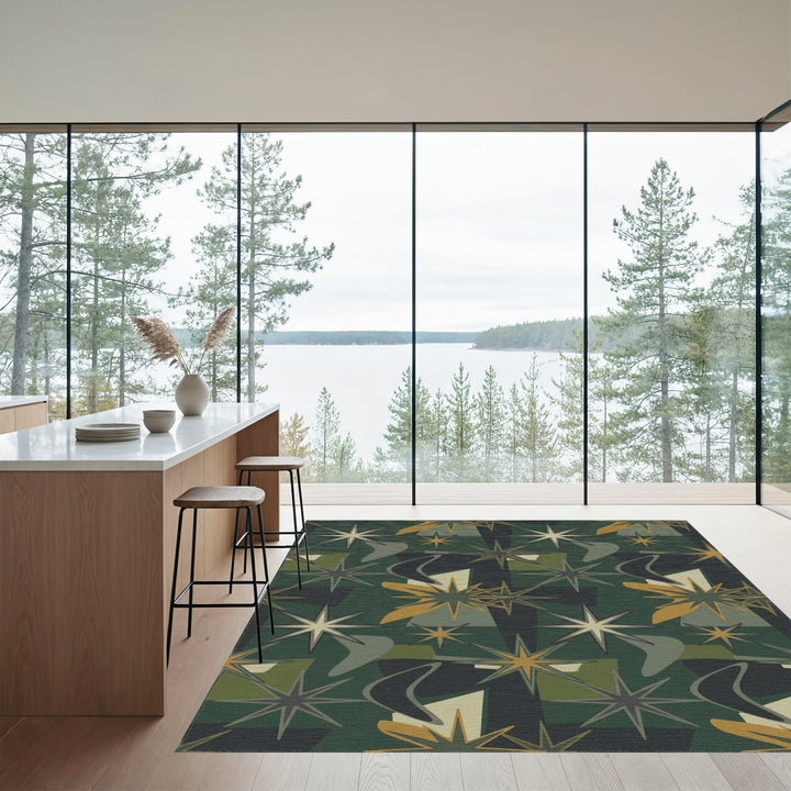 Retro Starburst Geometric Mid Century Rug