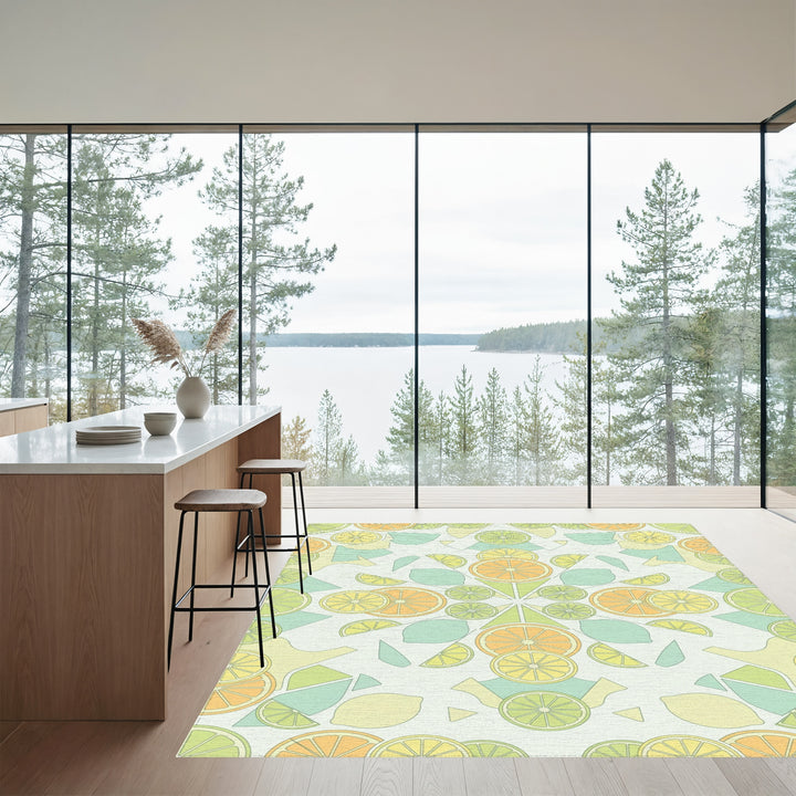Citrus Slices Mandala Geometric Rug