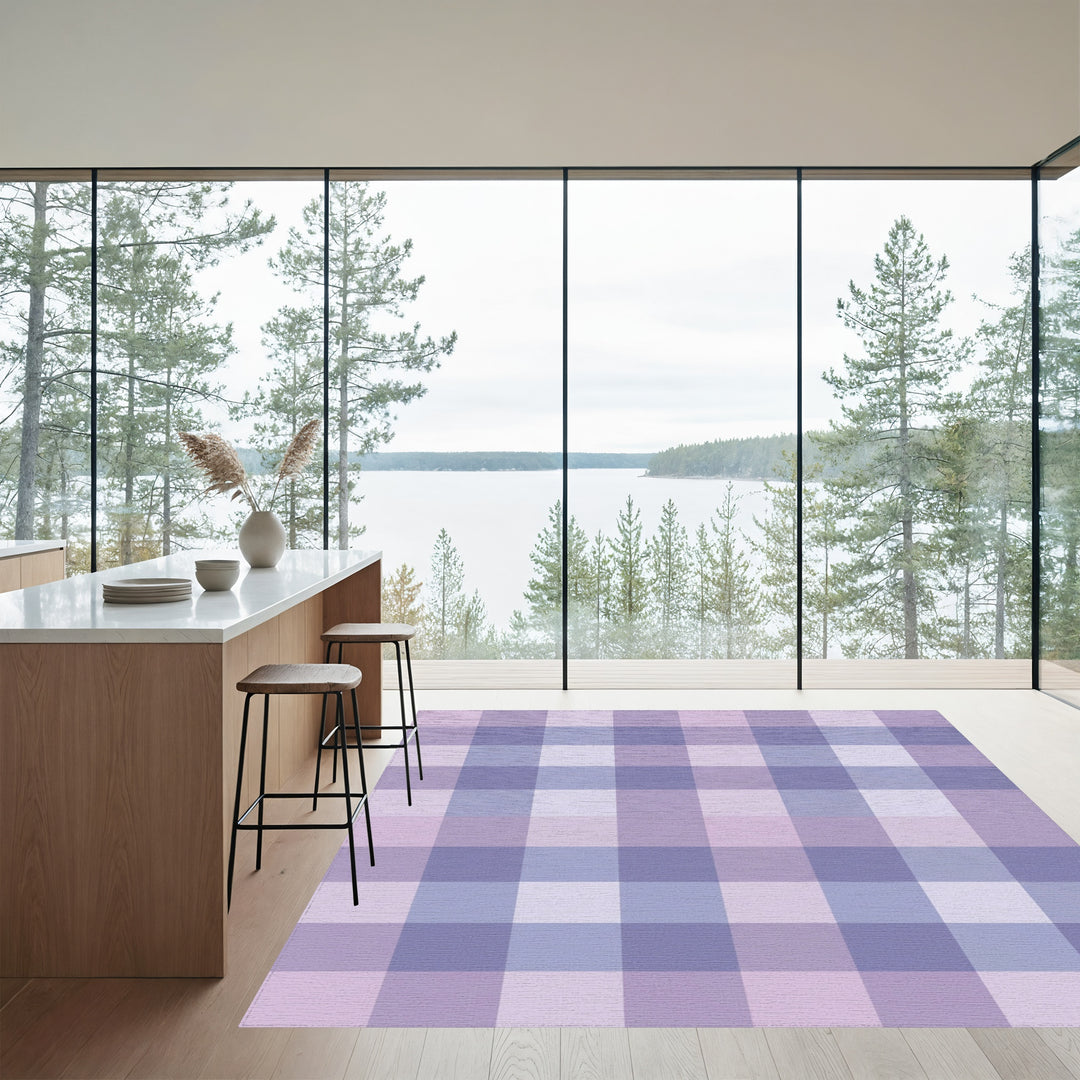 Soft Lavender Gingham Check Rug