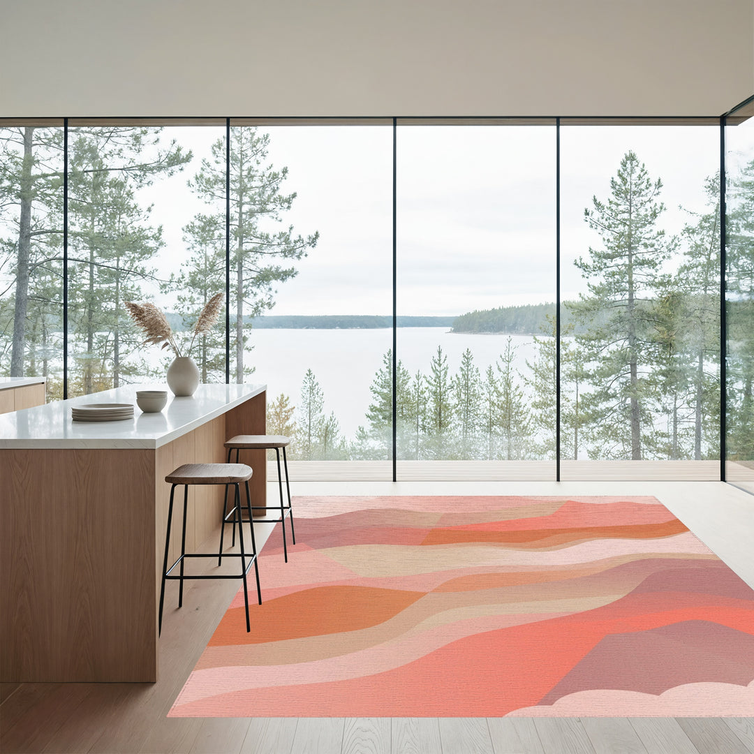 Terracotta Sunset Wavy Landscape Rug