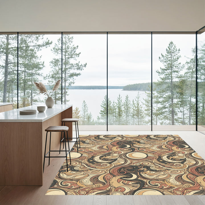 Nautical Celestial Swirls Moon Stars Rug