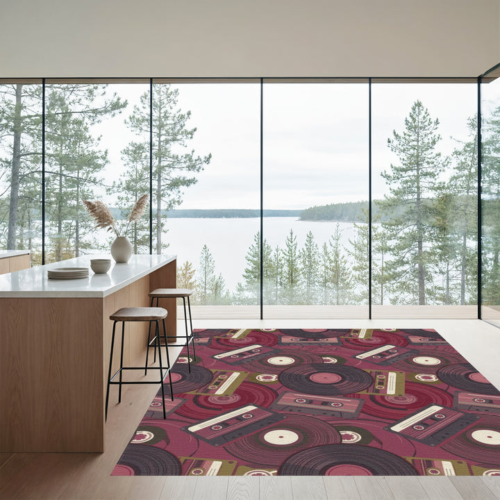 Vibrant Retro Cassette Vinyl Rug
