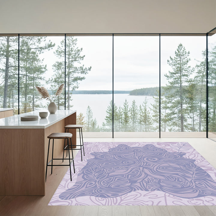 Lavender Swirl Leaf Organic Rug