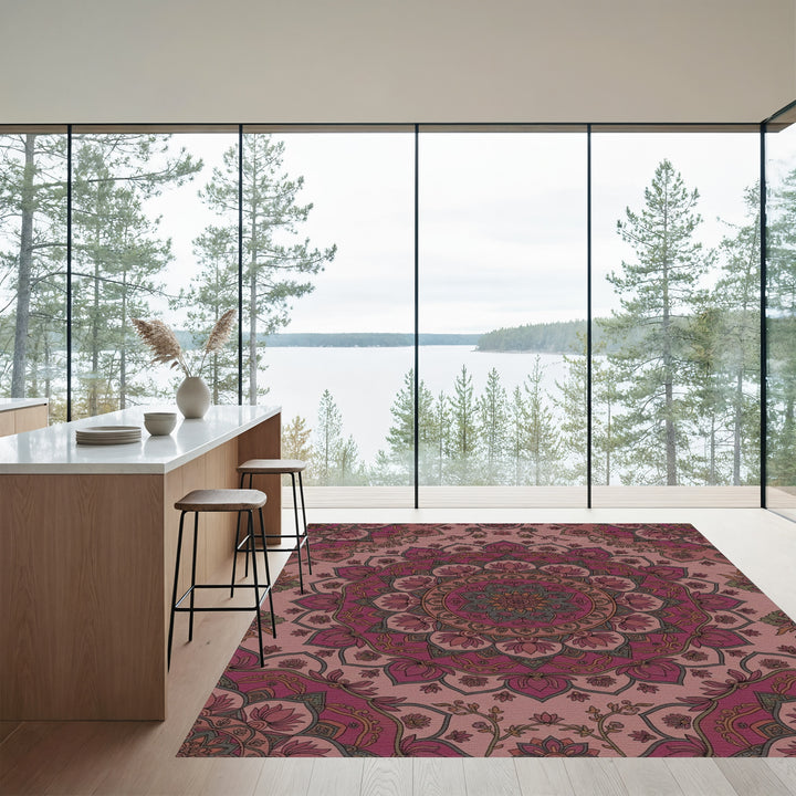 Rose Mandala Floral Harmony Rug