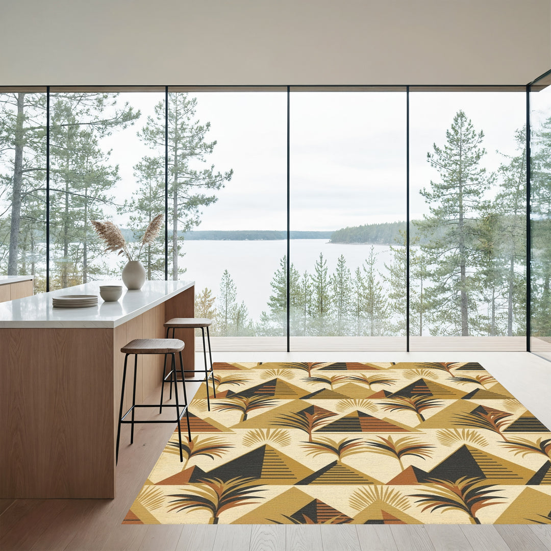 Golden Pyramid Palm Tree Landscape Rug