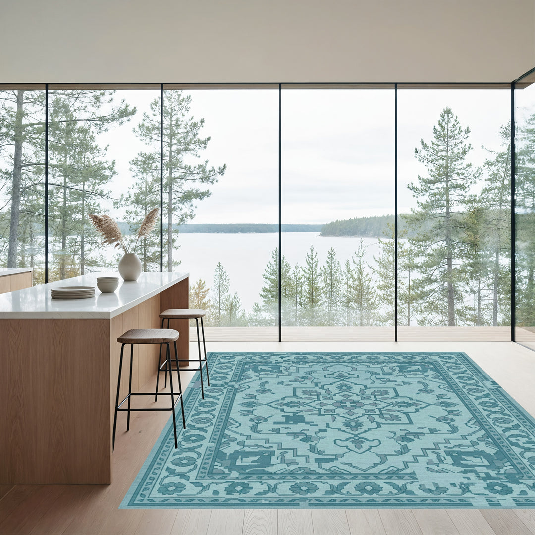 Aquatic Bloom Central Design Rug