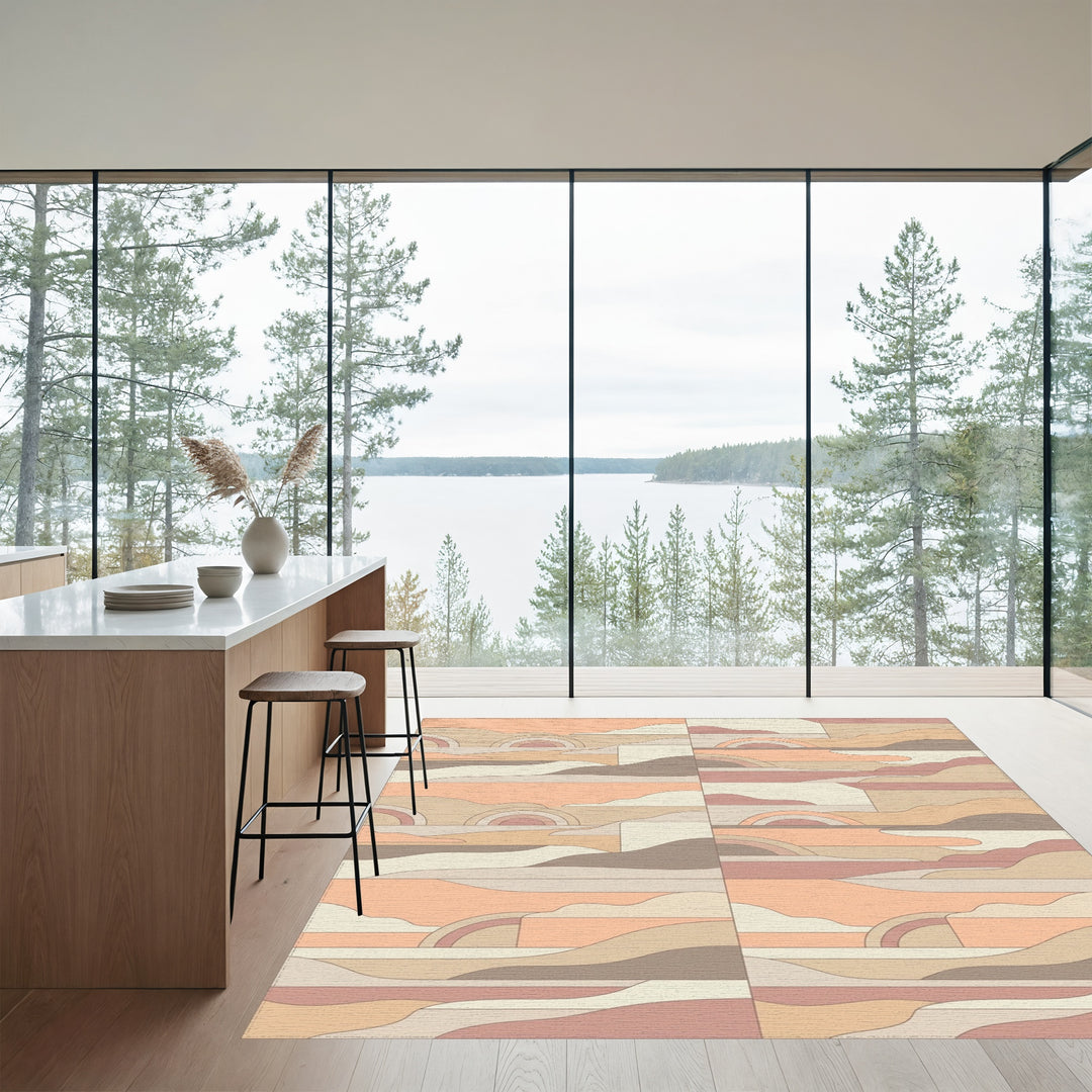 Calming Peach Landscape Arc Rug