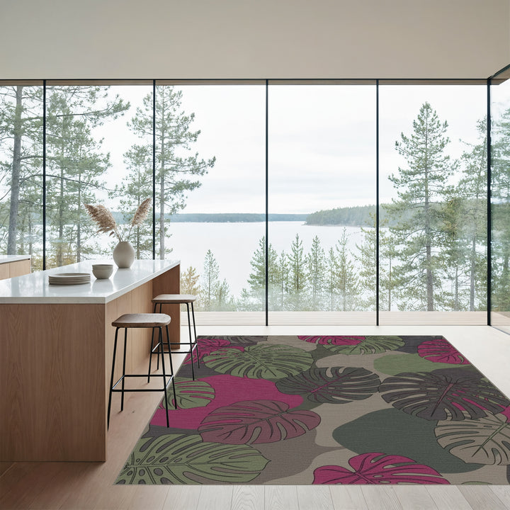 Monstera Leaves Camouflage Color Rug