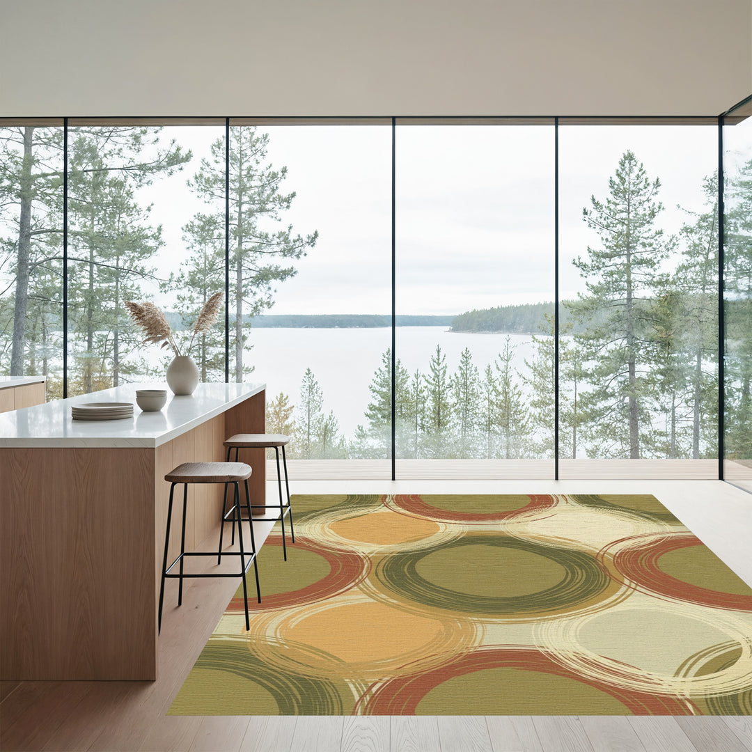 Earth Tones Abstract Circles Harmony Rug