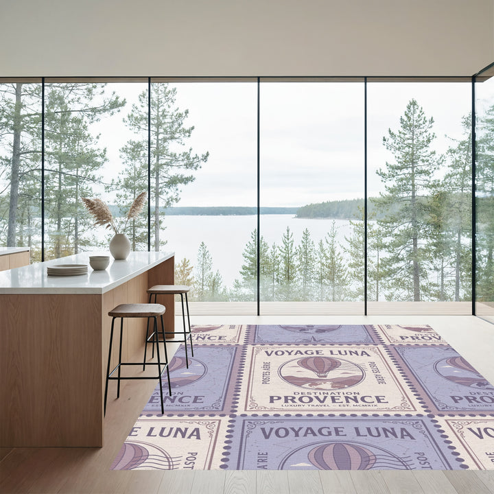 Voyage Luna Hot Air Balloon Stamp Rug