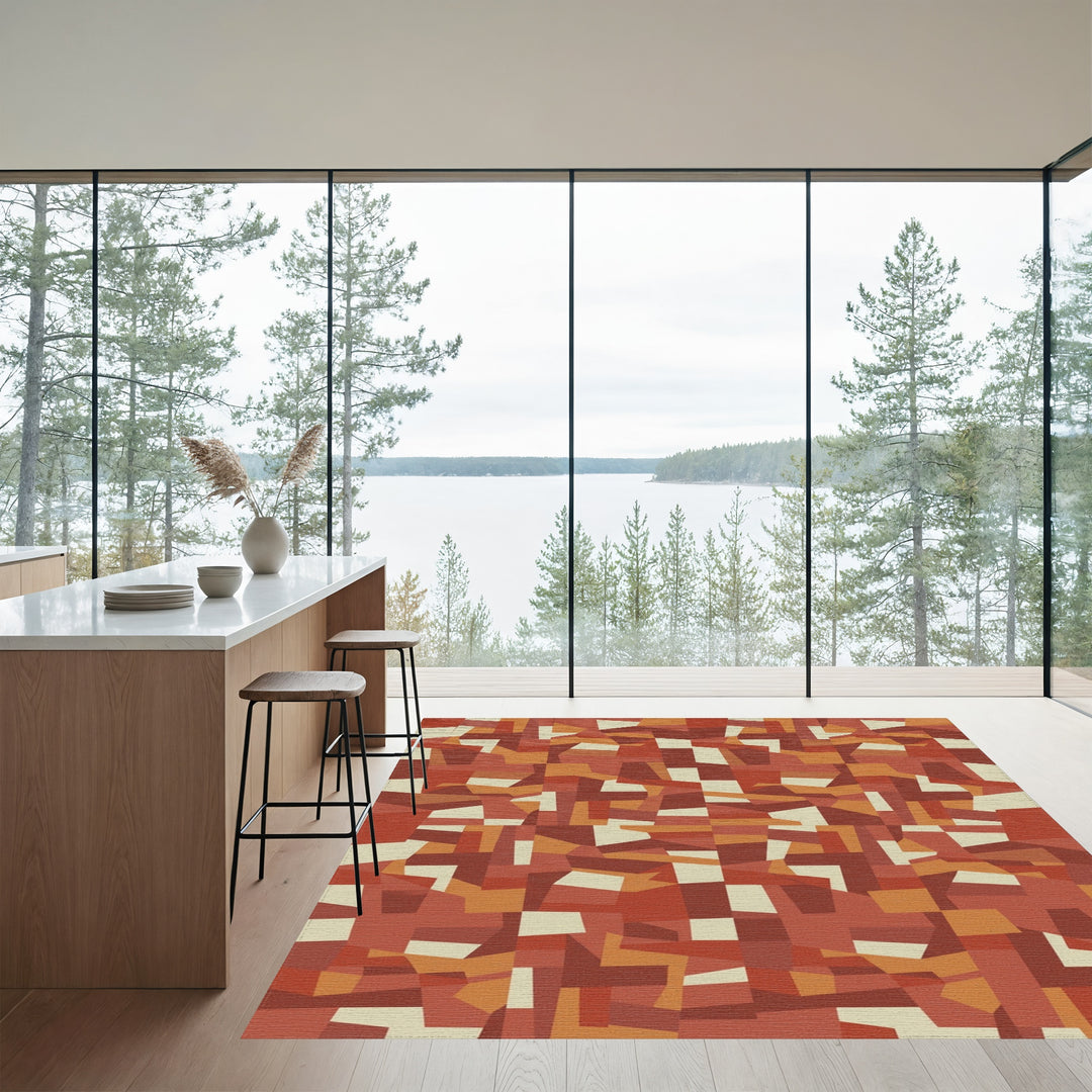 Terracotta Earth Tone Geometric Fragments Rug