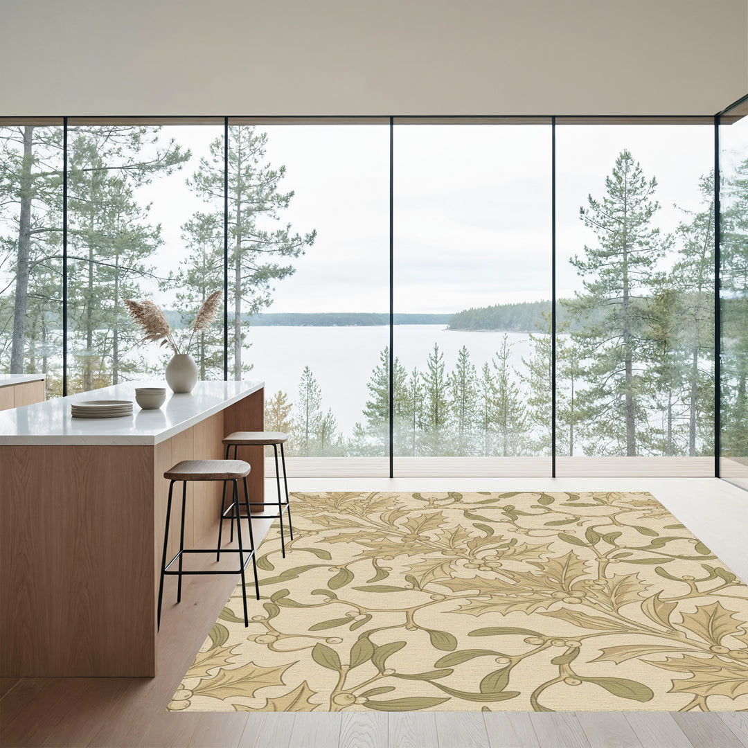 Vintage Holly Mistletoe Garland Rug