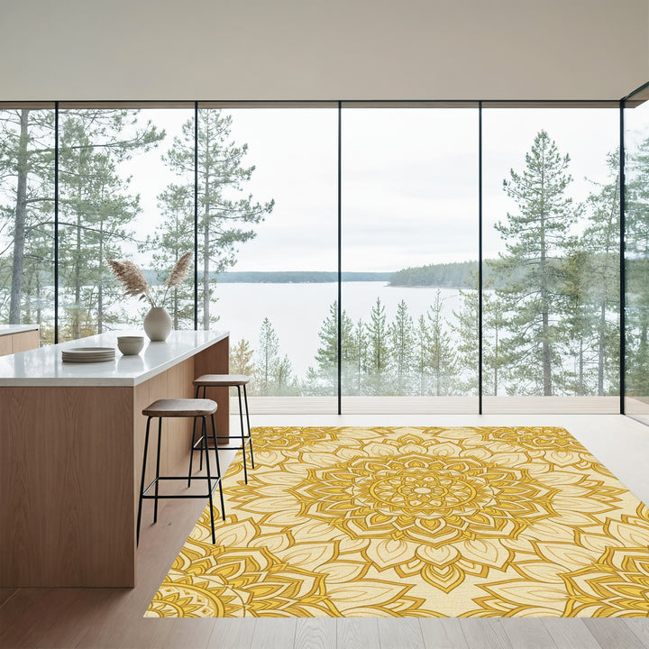 Sunburst Mandala Golden Mandala Rug