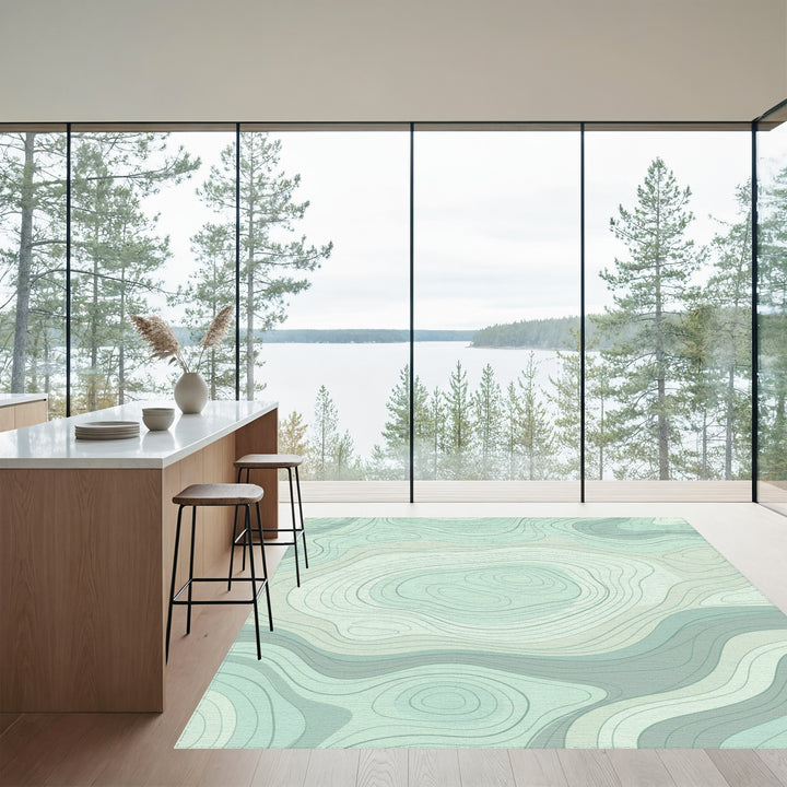 Soft Mint Contour Lines Rug