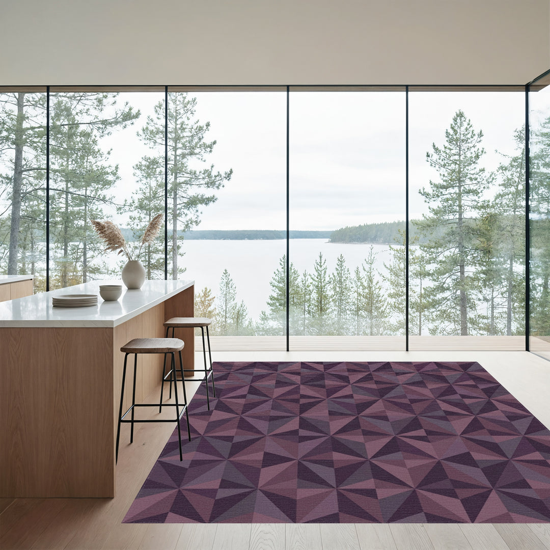 Deep Plum Geometric Starburst Rug