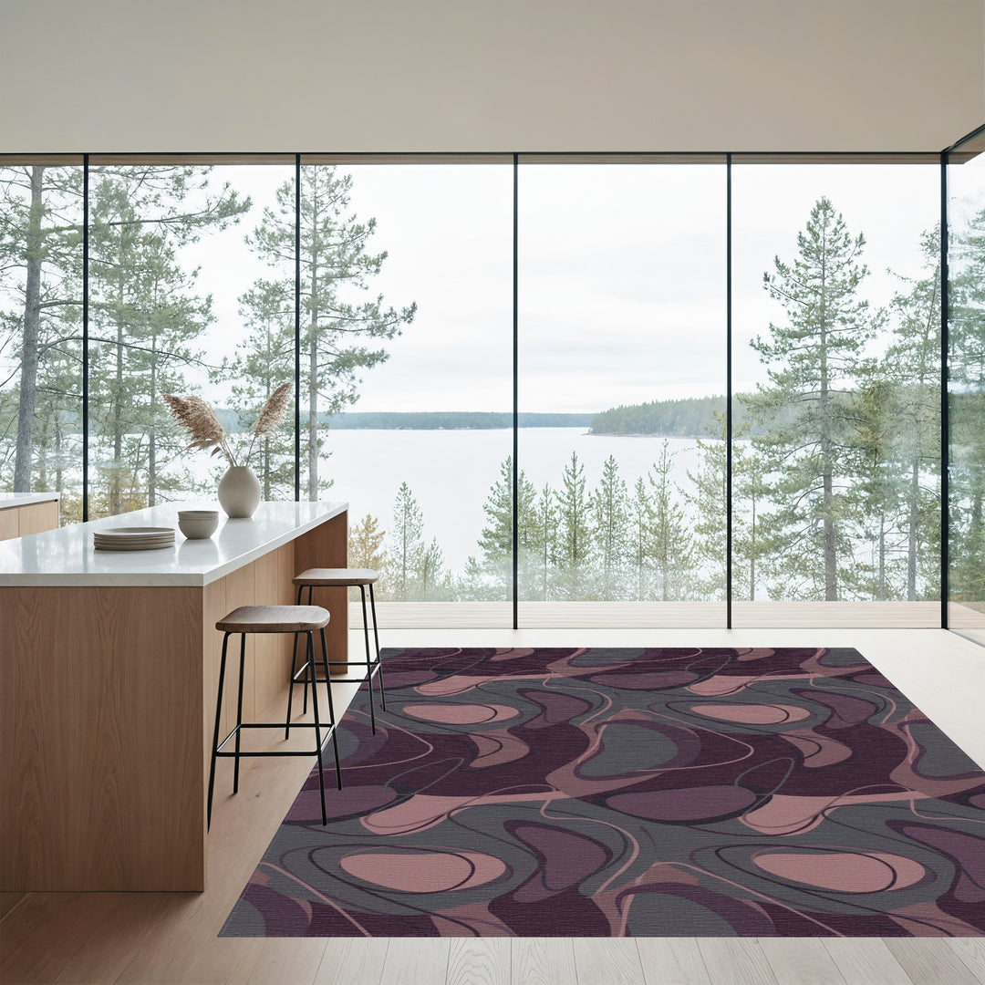 Amethyst Gray Organic Fluid Shapes Rug