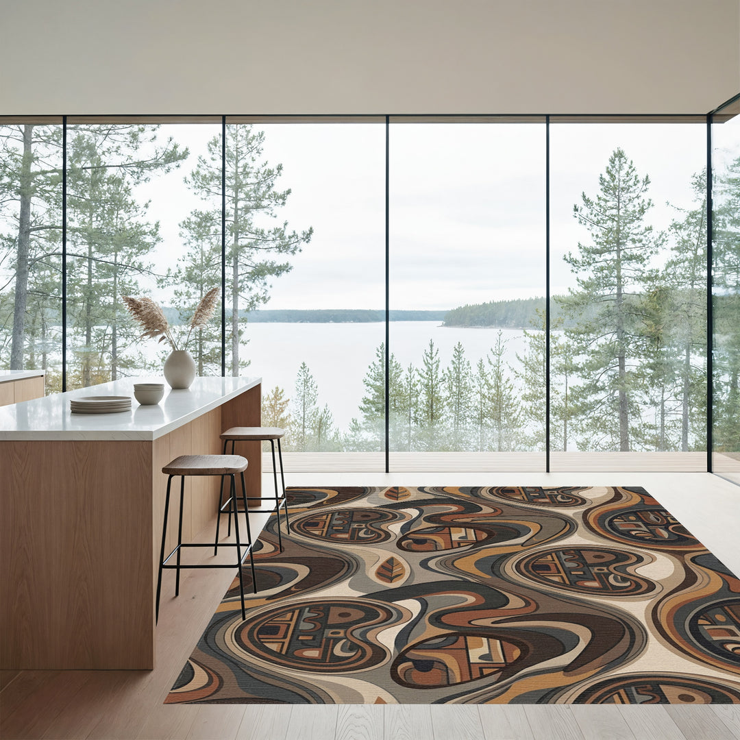 Earthy Abstract Organic Flow Rug