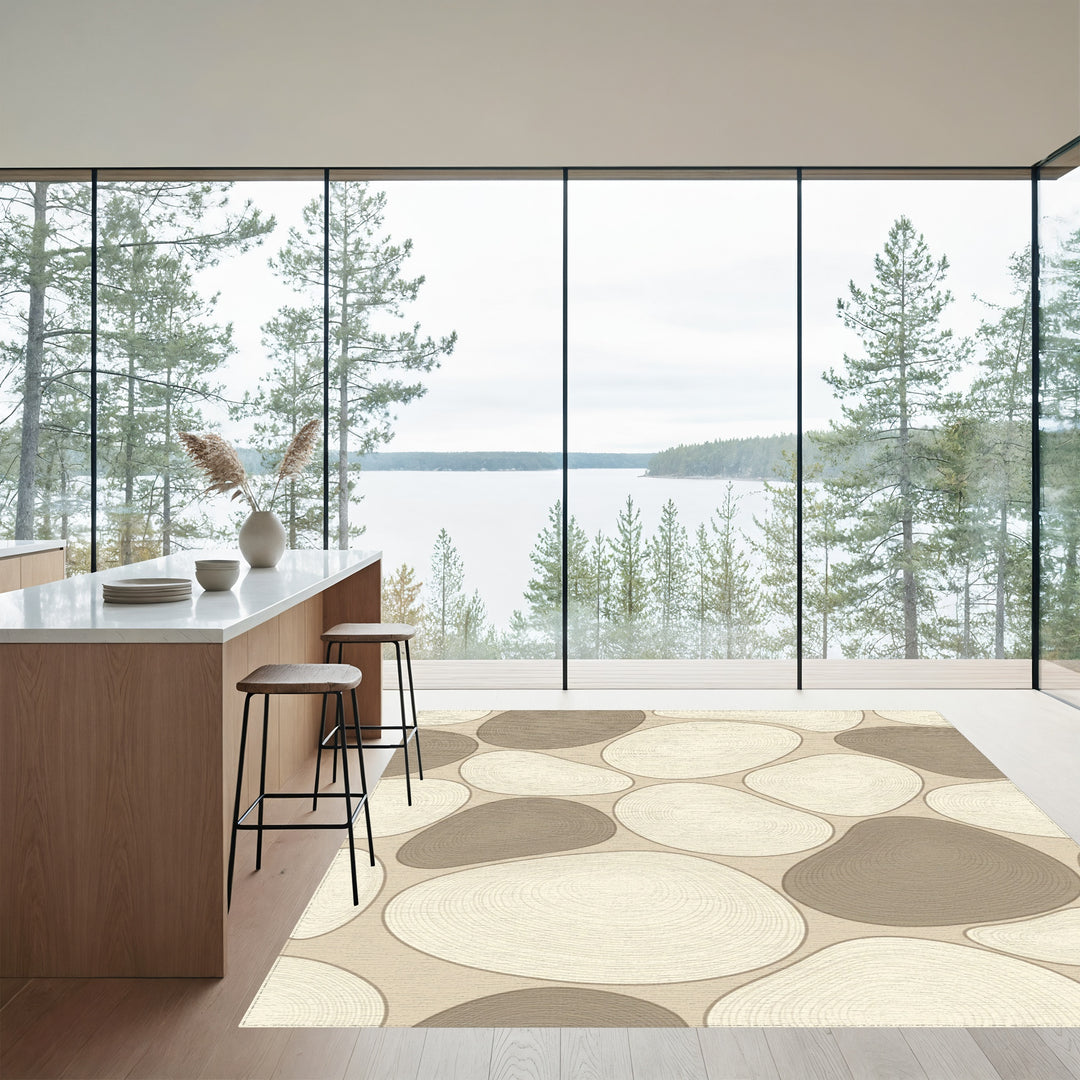 Neutral Organic Pebble Textural Rug