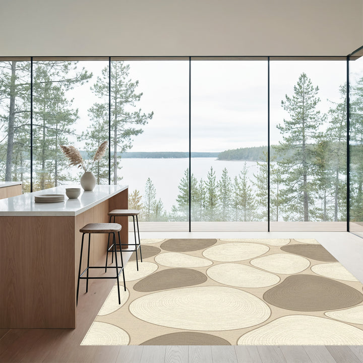 Neutral Organic Pebble Textural Rug