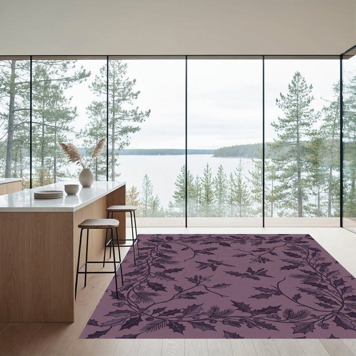 Dark Plum Holly Berry Garland Rug