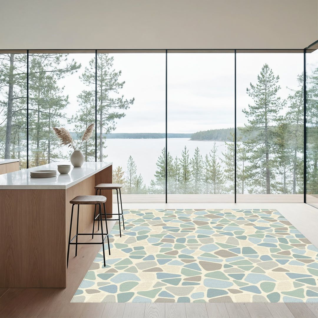 Coastal Terracotta Irregular Stone Collage Rug