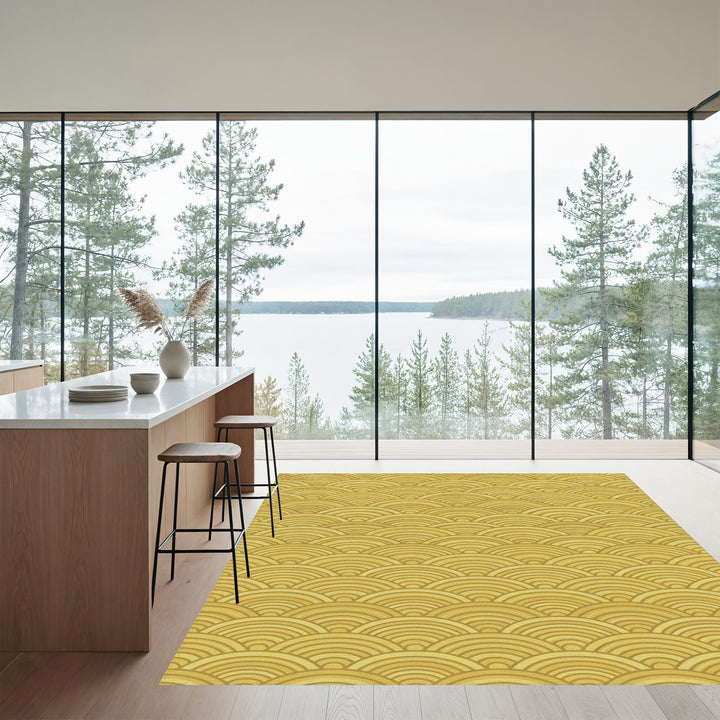 Golden Textured Scales Repeat Rug