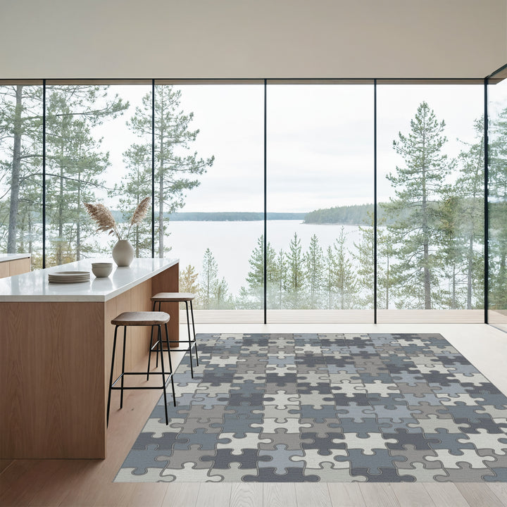 Gray Puzzle Piece Rug
