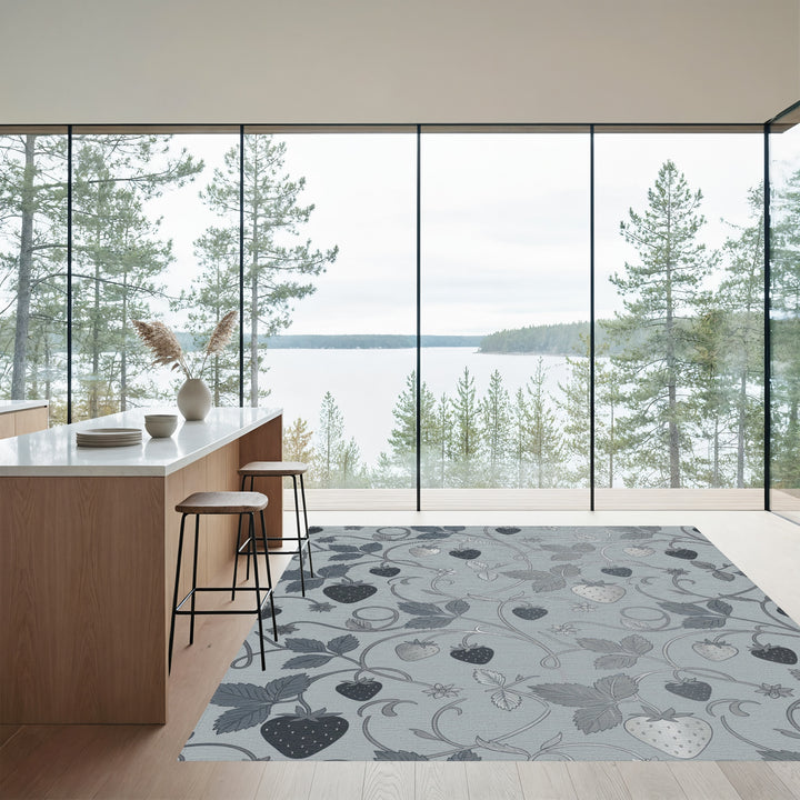 Gray Strawberry Vine Garden Rug