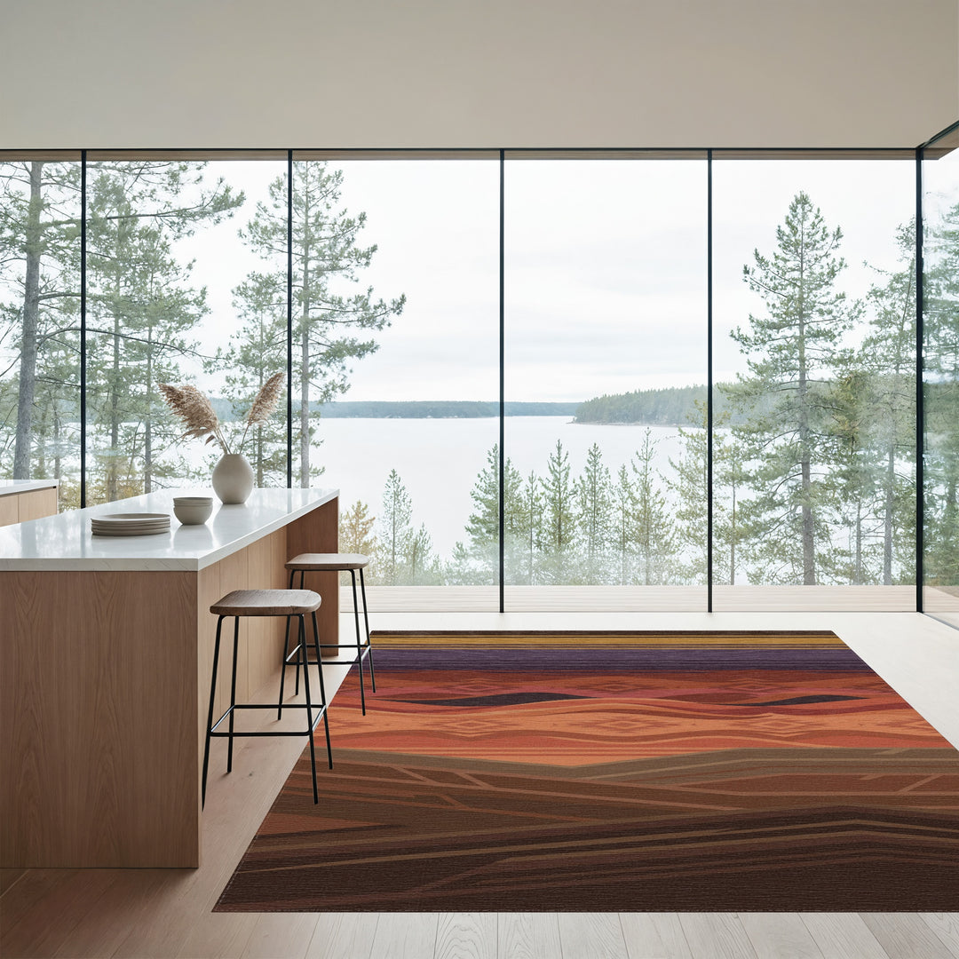 Earthy Desert Geometric Stripe Rug